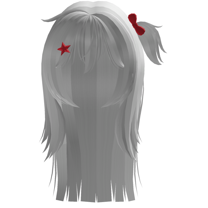 cute emo scene girl hair w/ red star & bow (white)