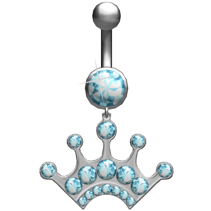 Oversized Princess Tiara Blue Belly Ring Piercing 