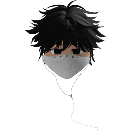 Cute Emo Boy Headphones Mask white Y2K ( black )