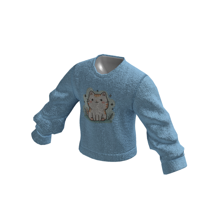 Blue Sweater Cute Cat