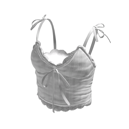 White Chic bow lace crop cami