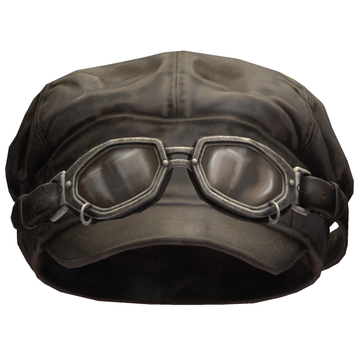 Black Leather Aviator Hat with Goggles