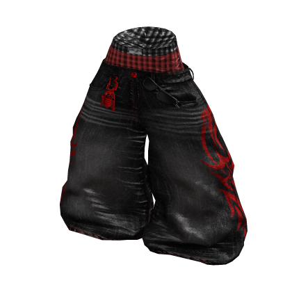 Y2K Black&Red Retro Stylish Saggy Boxer Jeans thumbnail