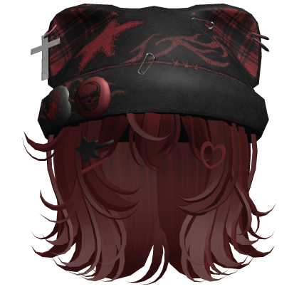 Red Streetwear Y2K Beanie Girl Hair