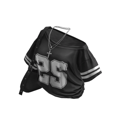 Y2K Gray Off-Shoulder Jersey w/ Cross Bag