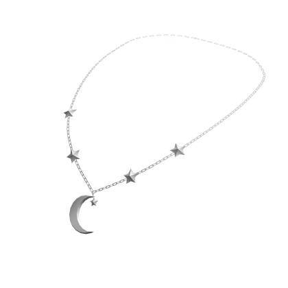 Moon and Star Necklace - Silver