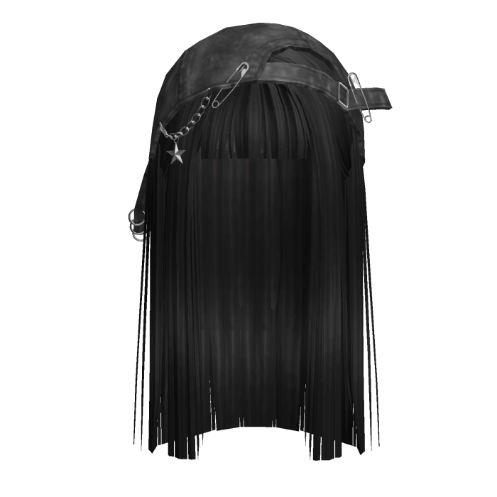 Black Cap w Straight Black Hair