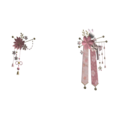 Pink & Gold Japanese Kanzashi Flower Hair Clips