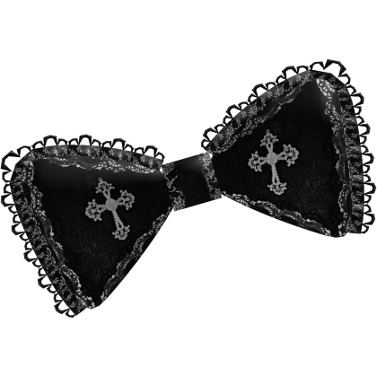 Emo Moe Gothic Cross Lace Bow Black