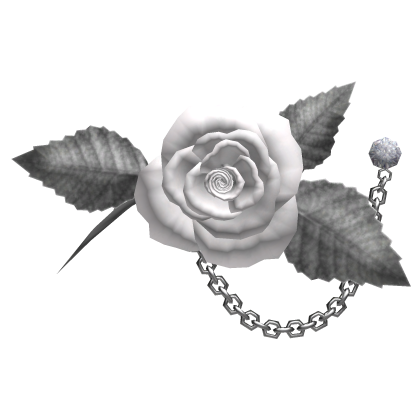 Vintage White Silver Rose Lapel Pin Chain 1.0