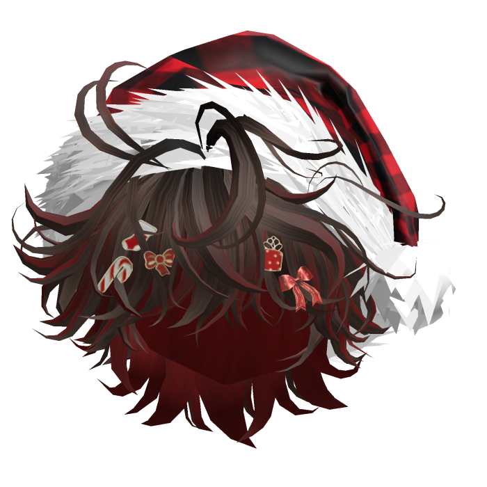 Messy Hair w/Christmas Santa Hat (Brown)