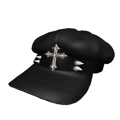 Black Gothic Cross Studded Cap