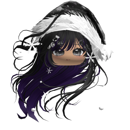 Windy Anime Hair w/Santa Hat (Black&Purple)