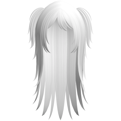 long emo wipsy hair with ponytails in white Roblox item