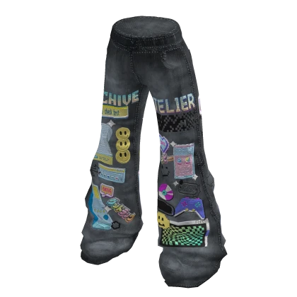 ARCHIVE - Y2K Digital Memory Pants ( Denim Black ) | Roblox Item