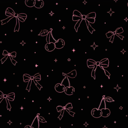 Black Pink Cherry Bows Cute Kawaii Background