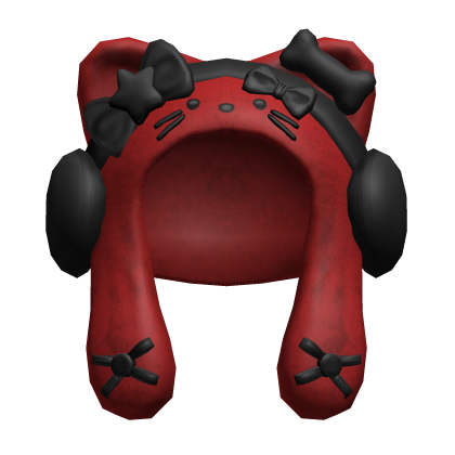 Black&Red Cute Cozy Hood with Earmuffs Roblox item
