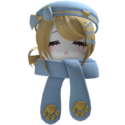 Shoujo Low Side Bun Blonde Hair W/ Beanie Scarf 