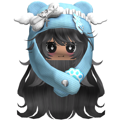Cute Long Black and gray hair Cap Cat Y2k