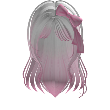♡ : pink and white hair with a cute pink ribbon ^^ Roblox item