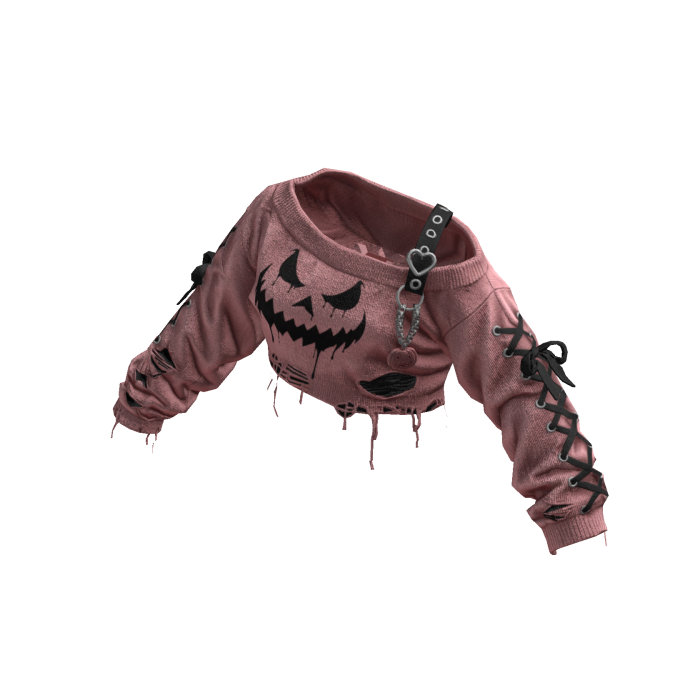 Pumpkin Crop Shoulder-Off (Pink)