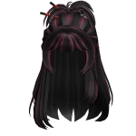 Y2K Layered Pinned Hair w/ Chopstick (Black/Berry)