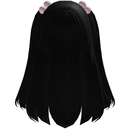 ♡ Black Long Half Up/Down Kawaii Hair w/ Bobbles