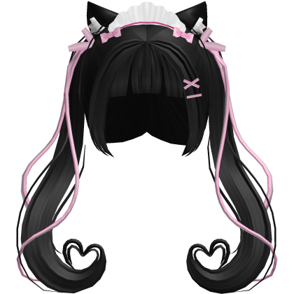 anime neko maid heart ponytails w/ cat ear (black)