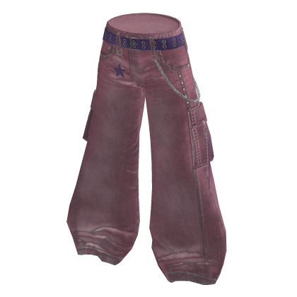 Y2K Star Charm Baggy Pants - Pink