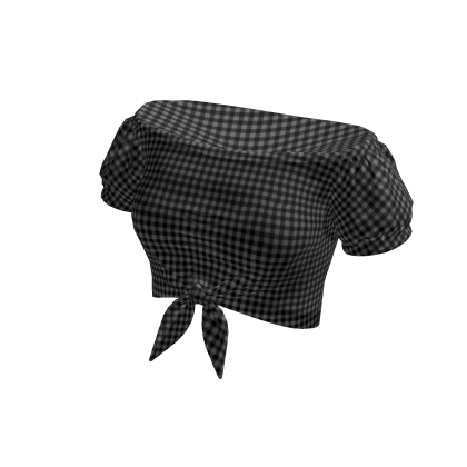 Gingham Off Shoulder Tie Top (Black)