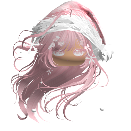 Windy Anime Hair w/Santa Hat (Pink)