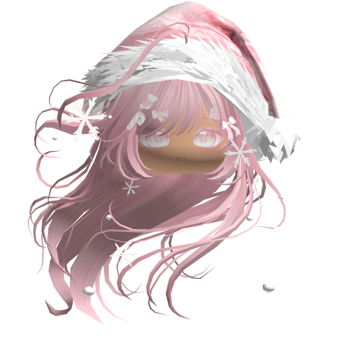 Windy Anime Hair w/Santa Hat (Pink)