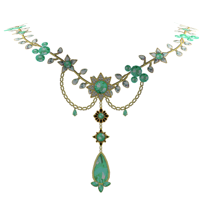 Green & Gold  Royal Floral Gem Necklace Roblox item
