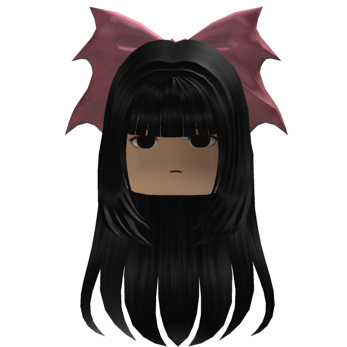 Long Straight Hair w/ Bow (Black)
