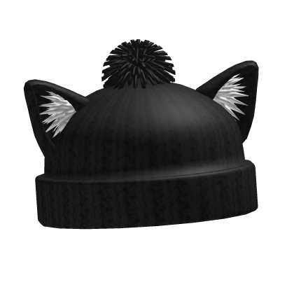 Kawaii Winter Cat Beanie Black Roblox item