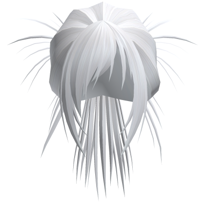 Anime Spiky High Bun w/ Side Bangs (White)