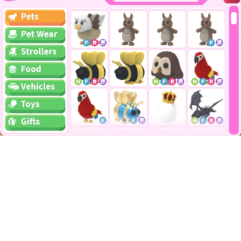 Pets from the game adopt me to buy!