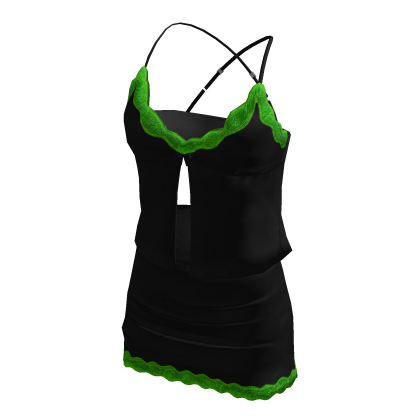 BB Cute Satin Lace Bow Cami Outfit Lime Black