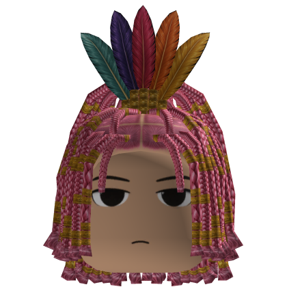 Braided Hair w/ Feather Headdress (Pink)