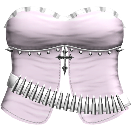 emo studded dress w bullet belt pink & white Roblox item