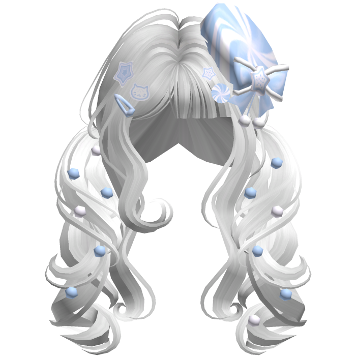 ♡ Christmas Peppermint Pigtails (White & Blue)