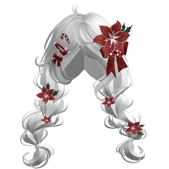 ♡ Christmas Preppy Flower Braids (White)