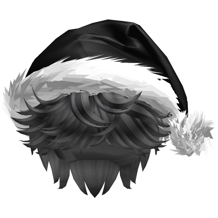 Messy Fluffy Black and Gray Hair a Santa Hat Y2k