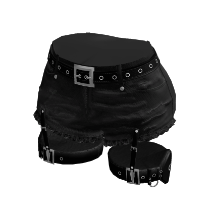 Y2K Grunge Studded Garter Shorts (Black)