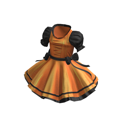 Lovely Ruffled Frilly Dress - Black Orange thumbnail