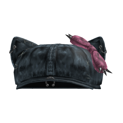 Y2K style washed grey denim punk beret