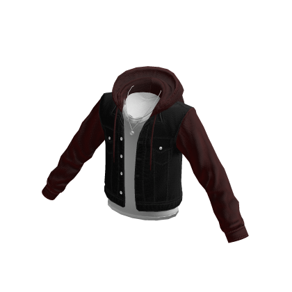 Y2K Layered Corduroy Hoodie Jacket (Red) thumbnail