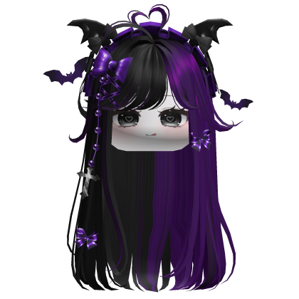Vamp Straight  Hair w/Headband (Black&Purple)