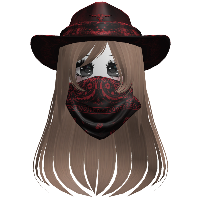Red Cowgirl Hat with Mask + Neck Scarf