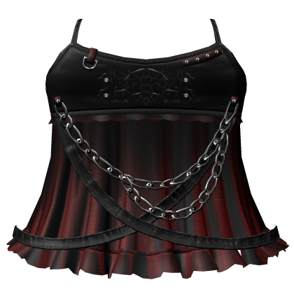 red gothic skull emo ruffled dress w chains Roblox item